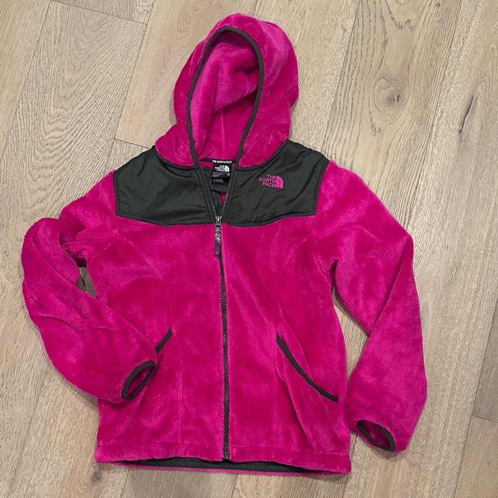 The North Face Kids' Magenta and Black Fleece Hoodie